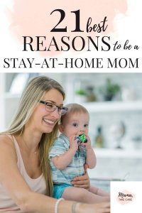 21 reasons to be a stay-at-home mom - women holding baby at computer