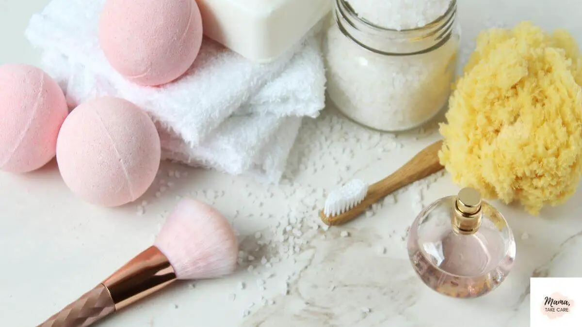 Self-care Sunday Tips: bath bombs, make up brush, perfume